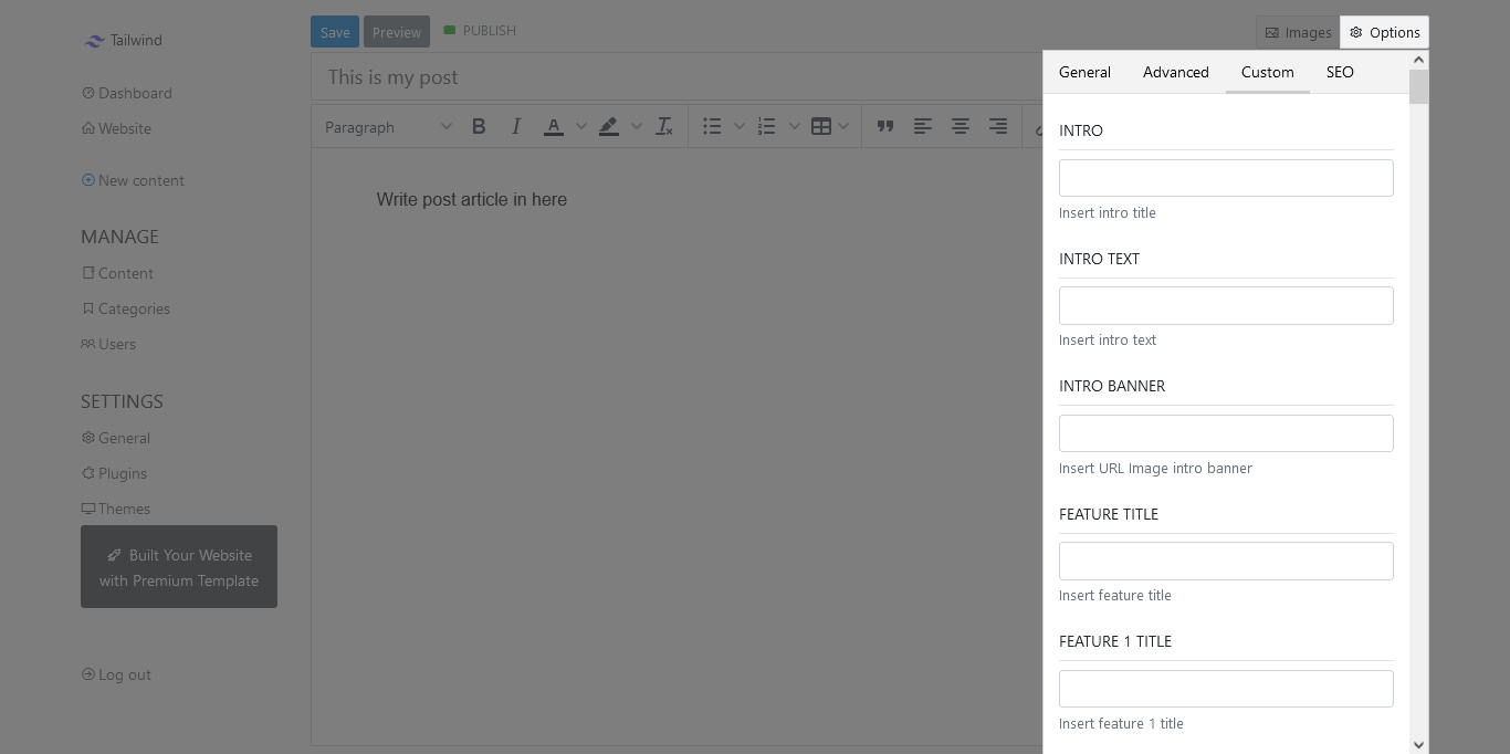 installation tailwind blog cms