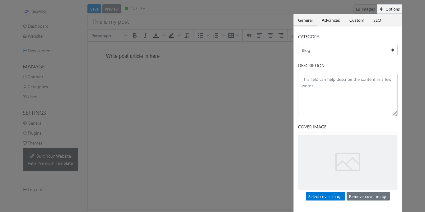 installation tailwind blog cms