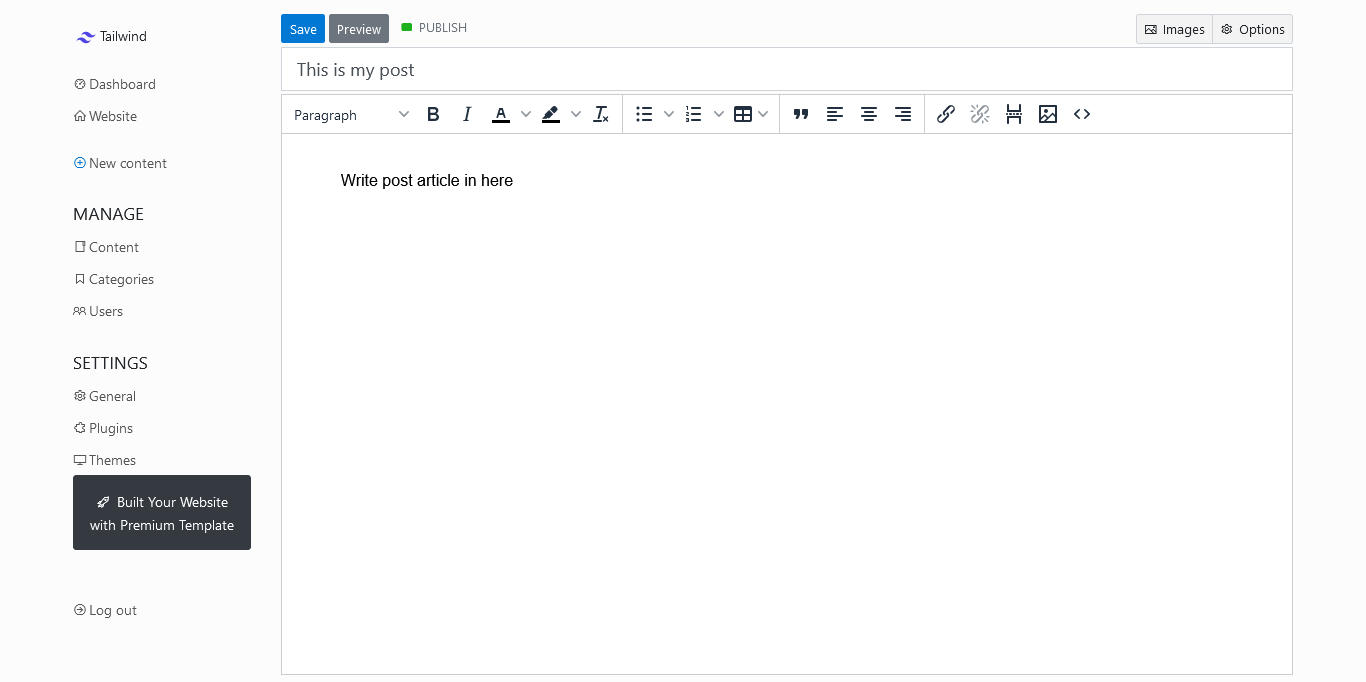 installation tailwind blog cms